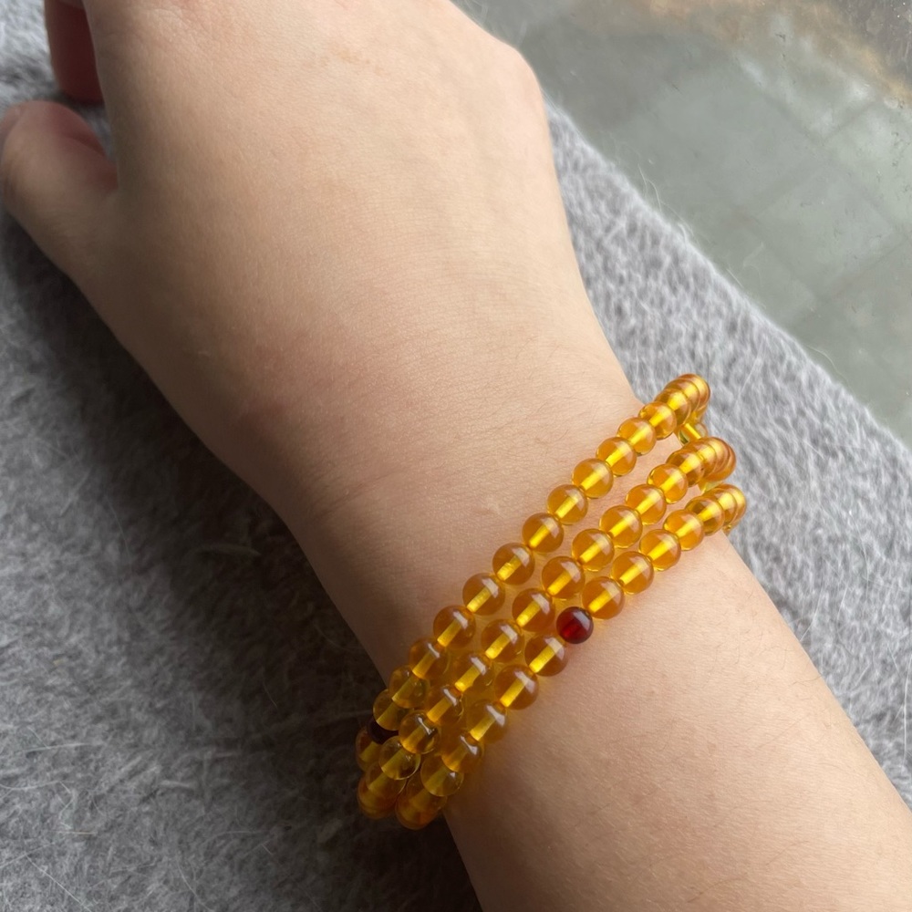 108 Beads Amber Mala Balance Bracelet Necklace